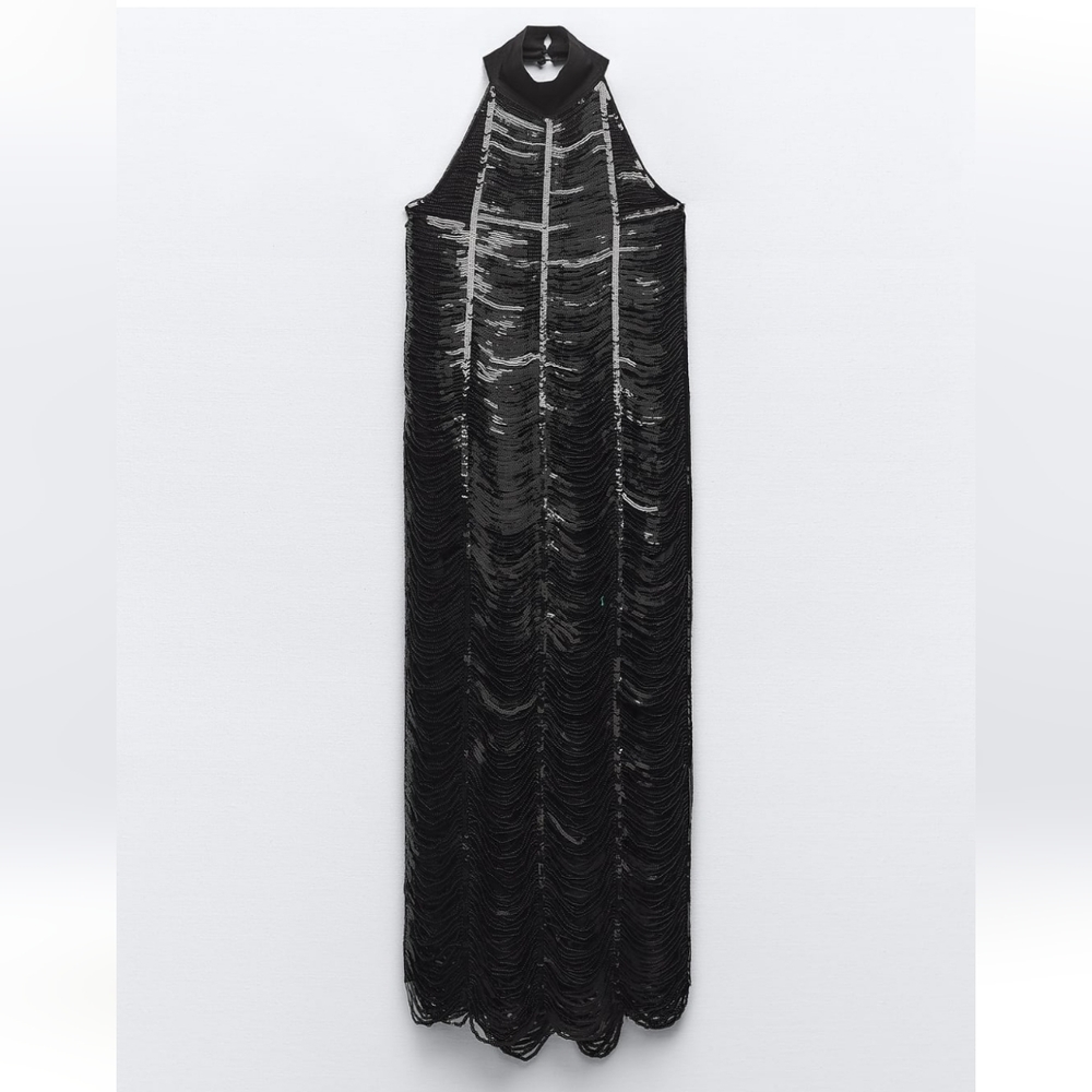 Zara Sequin Knit Halter Dress
